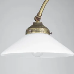 Giovanni Battista Tischlampe Schreibtisch aus Messing Glas 49 cm E14 in Antik< Tischlampen|Bürolampen