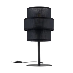 TK Lighting Tischlampe Schwarz 38 cm hoch Stoff Metall E27 GREET< Tischlampen|Schlafzimmer Lampen