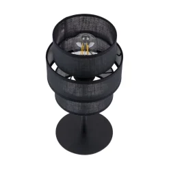 TK Lighting Tischlampe Schwarz 38 cm hoch Stoff Metall E27 GREET< Tischlampen|Schlafzimmer Lampen