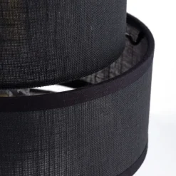 TK Lighting Tischlampe Schwarz 38 cm hoch Stoff Metall E27 GREET< Tischlampen|Schlafzimmer Lampen