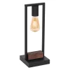 Wohnzimmerlampen*Luminex Tischlampe Schwarz Braun 42 cm Metall Holz für E27