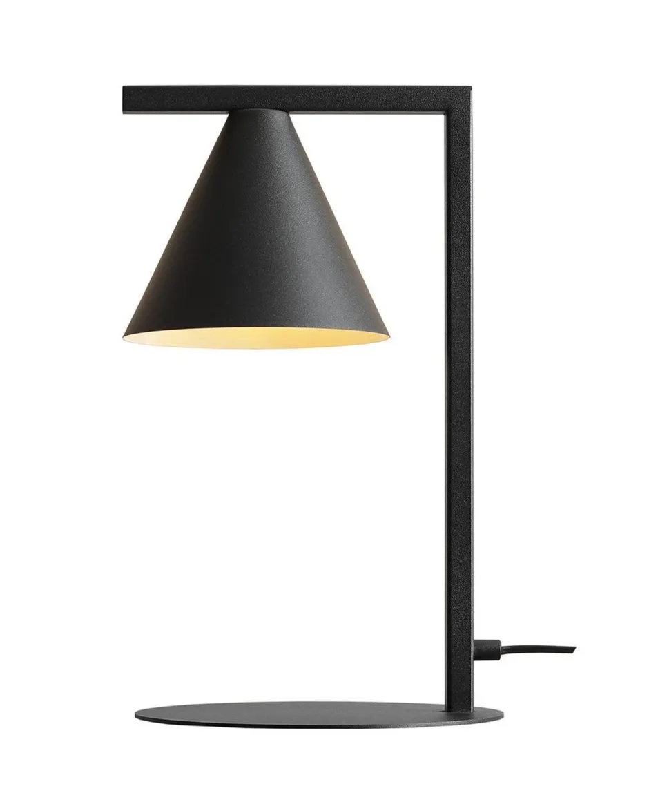 Tischlampen|Schlafzimmer Lampen*ALDEX Tischlampe Schwarz E14 40 cm hoch Metall Kegelschirm