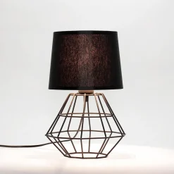 Designerlampen|Moderne Lampen*TK Lighting Tischlampe Schwarz E27 Metall Stoff 34 cm