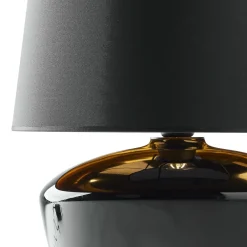 TK Lighting Tischlampe Schwarz Glas Stoff 62 cm hoch E27< Tischlampen|Schlafzimmer Lampen
