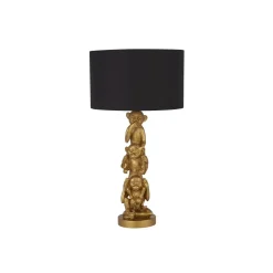 Stofflampen|Schlafzimmer Lampen*Searchlight Tischlampe Schwarz Gold 51,5 cm hoch E27 Stoff Resin Affen