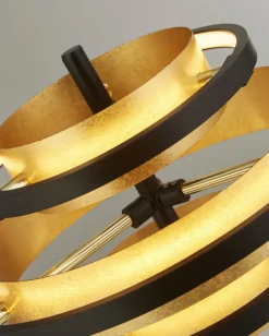 Searchlight Tischlampe Schwarz Gold H: 43,5 cm Ø 32 cm rund Metall< Led Lampen|Schlafzimmer Lampen