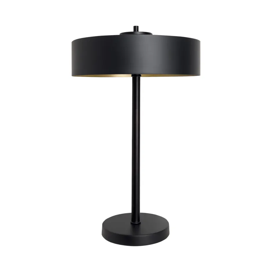 Giovanni Battista Tischlampe Schwarz Gold H: 49 cm Messing Eisen E27< Tischlampen|Badezimmer Lampe