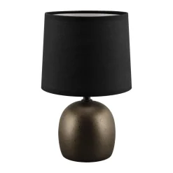 Tischlampen|Schlafzimmer Lampen*Strühm Tischlampe Schwarz Keramik Stoff E14 25,5 cm MINOS