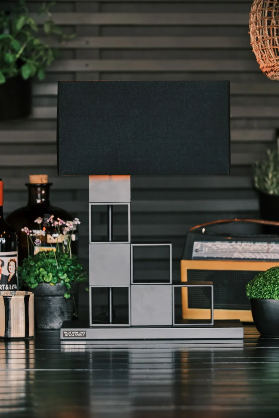 Wohnzimmerlampen|Schlafzimmer Lampen*By Rydéns Tischlampe Schwarz Kupfer 55,5 cm Metall Stoff E27