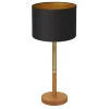 Tischlampen|Schlafzimmer Lampen*Luminex Tischlampe Schwarz Messing Gold Stoff Holz 56 cm E27
