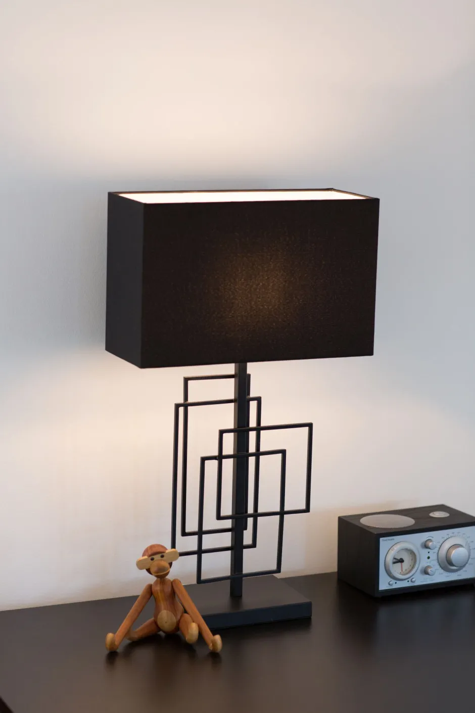 Wohnzimmerlampen|Schlafzimmer Lampen*By Rydéns Tischlampe Schwarz Metall Stoff 52 cm E27 Modern