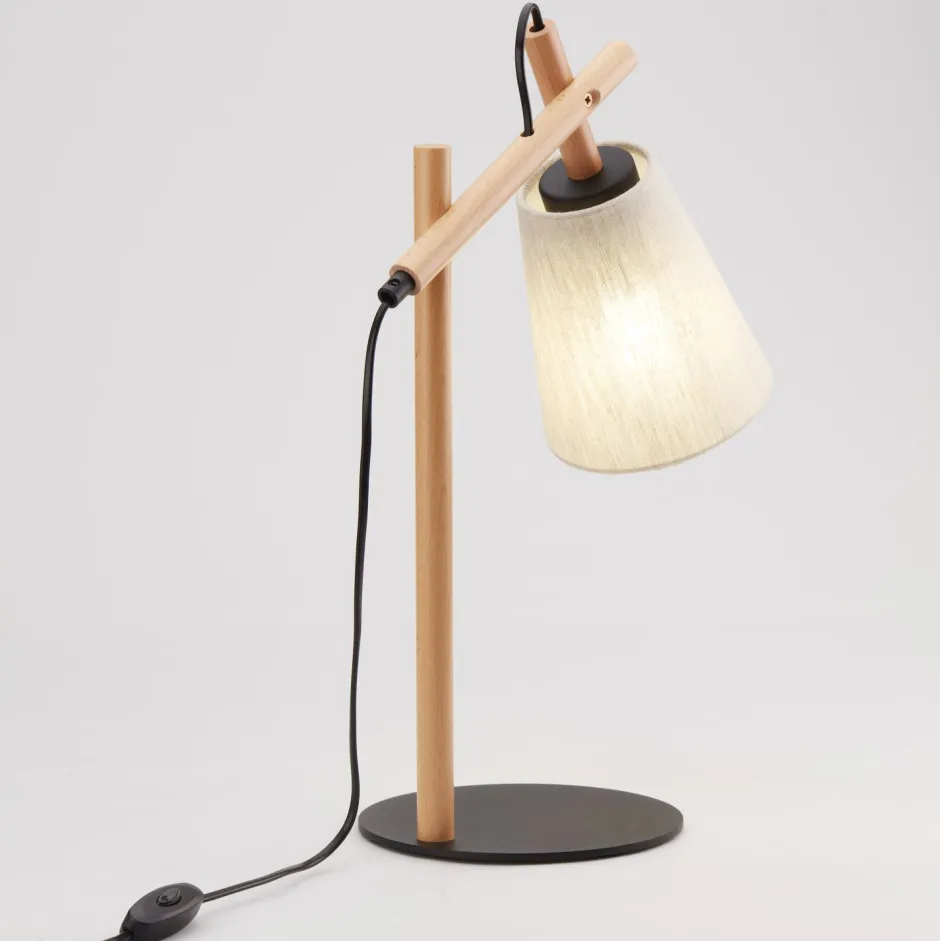 Schreibtischlampen|Lampen Aus Aller Welt*TK Lighting Tischlampe Skandinavisch Holz Leinen 46 cm E27