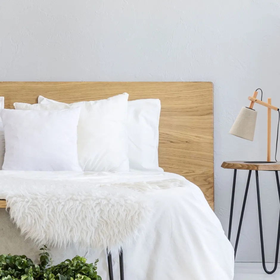 Schreibtischlampen|Lampen Aus Aller Welt*TK Lighting Tischlampe Skandinavisch Holz Leinen 46 cm E27