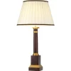Tischlampen|Schlafzimmer Lampen*Elstead Tischlampe Stoff Holz 83 cm hoch E27 in Rostbraun Creme