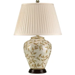 Tischlampen|Schlafzimmer Lampen*Elstead Tischlampe Stoff in Braun Gold 66cm Nachttisch