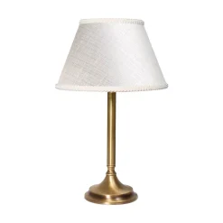 Tischlampen|Schlafzimmer Lampen*Giovanni Battista Tischlampe Stoff Messing 32,5 cm in Bronze Weiß E14