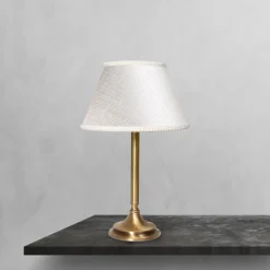 Tischlampen|Schlafzimmer Lampen*Giovanni Battista Tischlampe Stoff Messing 32,5 cm in Bronze Weiß E14