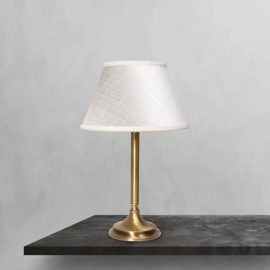 Tischlampen|Schlafzimmer Lampen*Giovanni Battista Tischlampe Stoff Messing 32,5 cm in Bronze Weiß E14