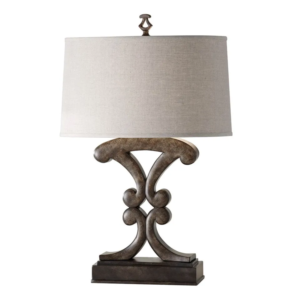 Tischlampen|Schlafzimmer Lampen*Elstead Tischlampe Stoff Metall 65 cm Schwarz antik Creme E27