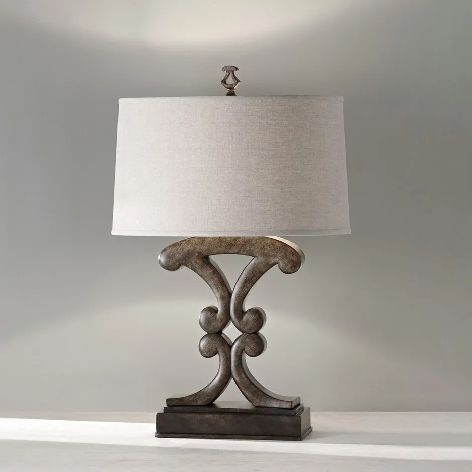 Tischlampen|Schlafzimmer Lampen*Elstead Tischlampe Stoff Metall 65 cm Schwarz antik Creme E27