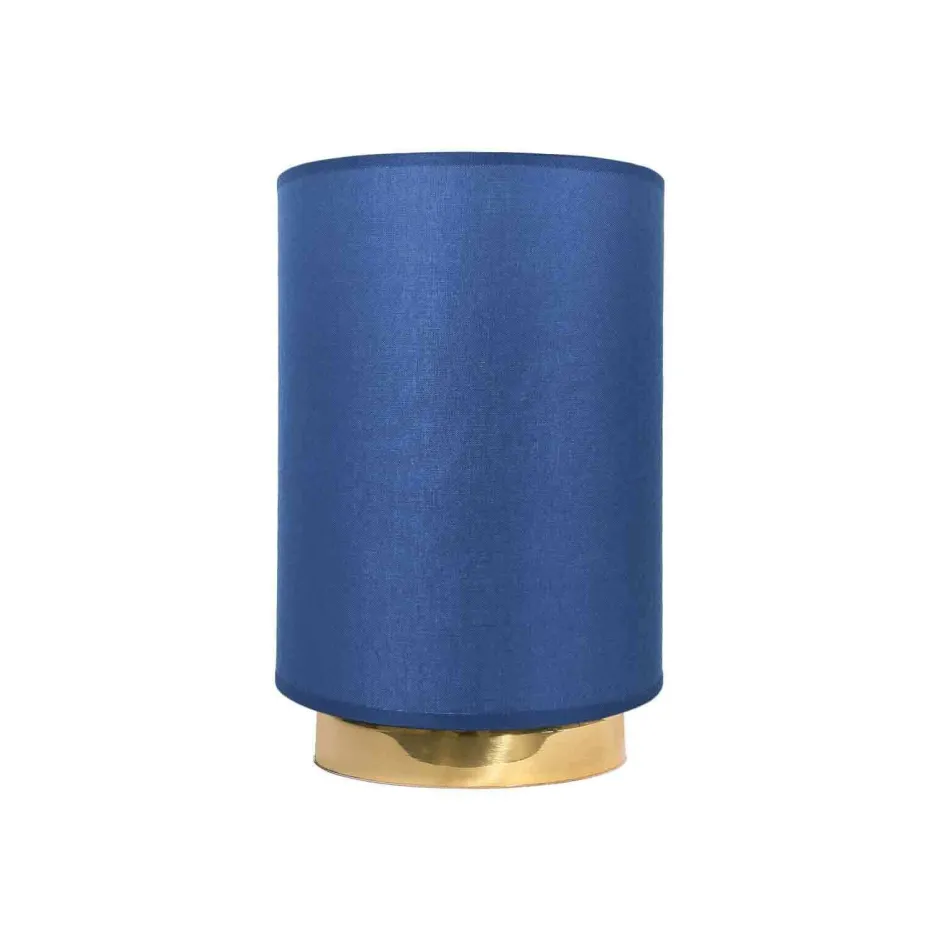 Tischlampen|Schlafzimmer Lampen*Giovanni Battista Tischlampe Stoffschirm H: 24 cm Blau Messing massiv E27