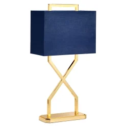 Elstead Tischlampe Stoffschirm in Blau Gold 68 cm hoch E27< Stofflampen|Designerlampen