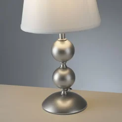 Just Light Tischlampe Stoffschirm Metall Creme Bronze 36 cm E27< Wohnzimmerlampen|Schlafzimmer Lampen