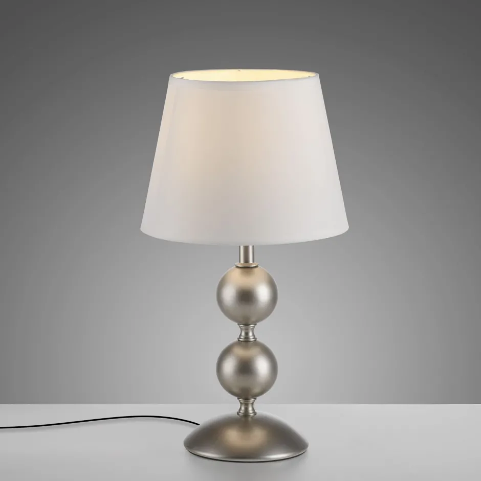 Just Light Tischlampe Stoffschirm Metall Creme Bronze 36 cm E27< Wohnzimmerlampen|Schlafzimmer Lampen