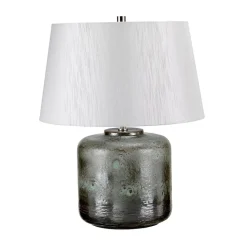 Tischlampen|Schlafzimmer Lampen*Elstead Tischlampe Stoffschirm Porzellan in Silber Klassisch