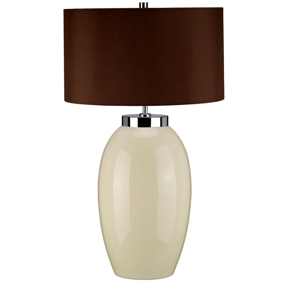 Elstead Tischlampe THALIE Braun Porzellan H:70cm Lampe< Schlafzimmer Lampen|Stofflampen