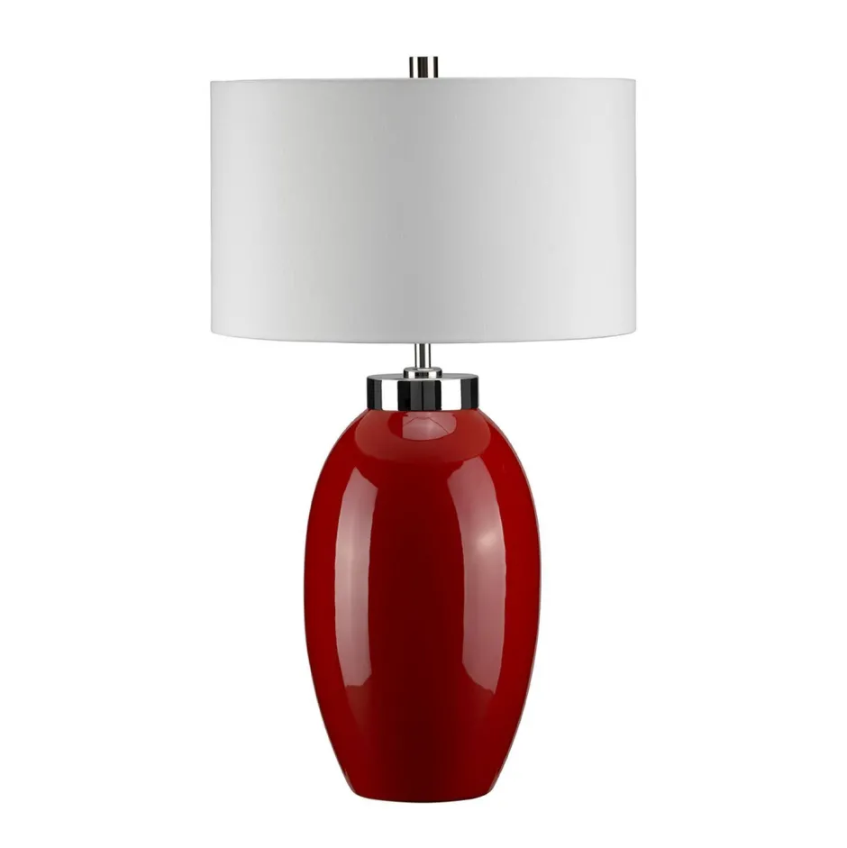 Elstead Tischlampe THALIE Rot Porzellan H:58cm Designlampe< Stofflampen|Retro Lampen