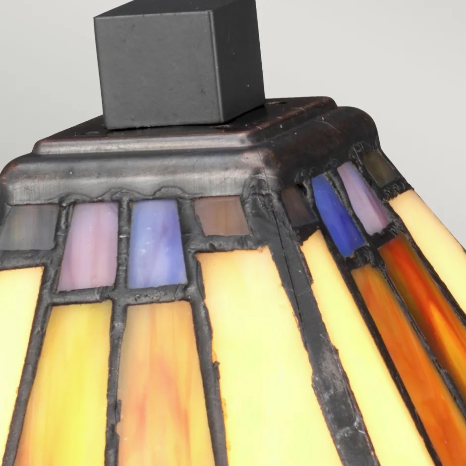 Glaslampen|Tiffany Lampen*Elstead Tischlampe Tiffany Stil E14 30,5cm in Bronze antik Gelb