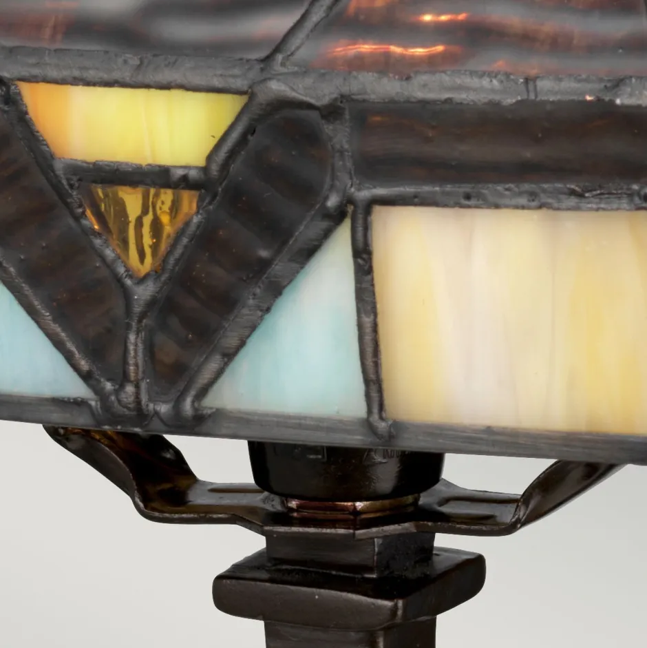 Glaslampen|Tiffany Lampen*Elstead Tischlampe Tiffany Stil E14 30,5cm in Bronze antik Gelb