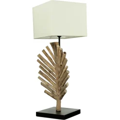 Suna Living Tischlampe Treibholz Stoff 69 cm Nachttisch Wohnzimmer< Holzlampen|Lampen Treibholz