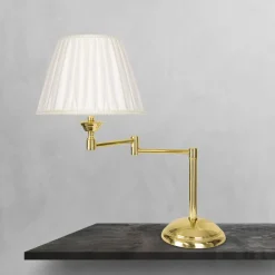 Tischlampen|Schlafzimmer Lampen*Giovanni Battista Tischlampe verstellbar 47,5 cm Messing Stoff E14