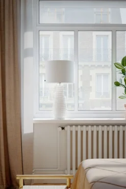 Wohnzimmerlampen|Schlafzimmer Lampen*By Rydéns Tischlampe Weiß Creme Keramik Stoff E27 74 cm hoch