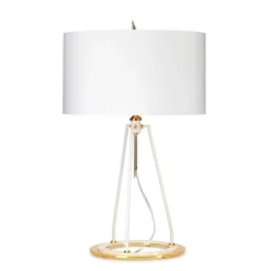 Elstead Tischlampe Weiß Gold 74 cm Metall Stoff Modern Design< Tischlampen|Schlafzimmer Lampen