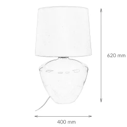 TK Lighting Tischlampe Weiß Silber groß 62 cm Stoff Glas E27< Nachttischlampen|Stofflampen