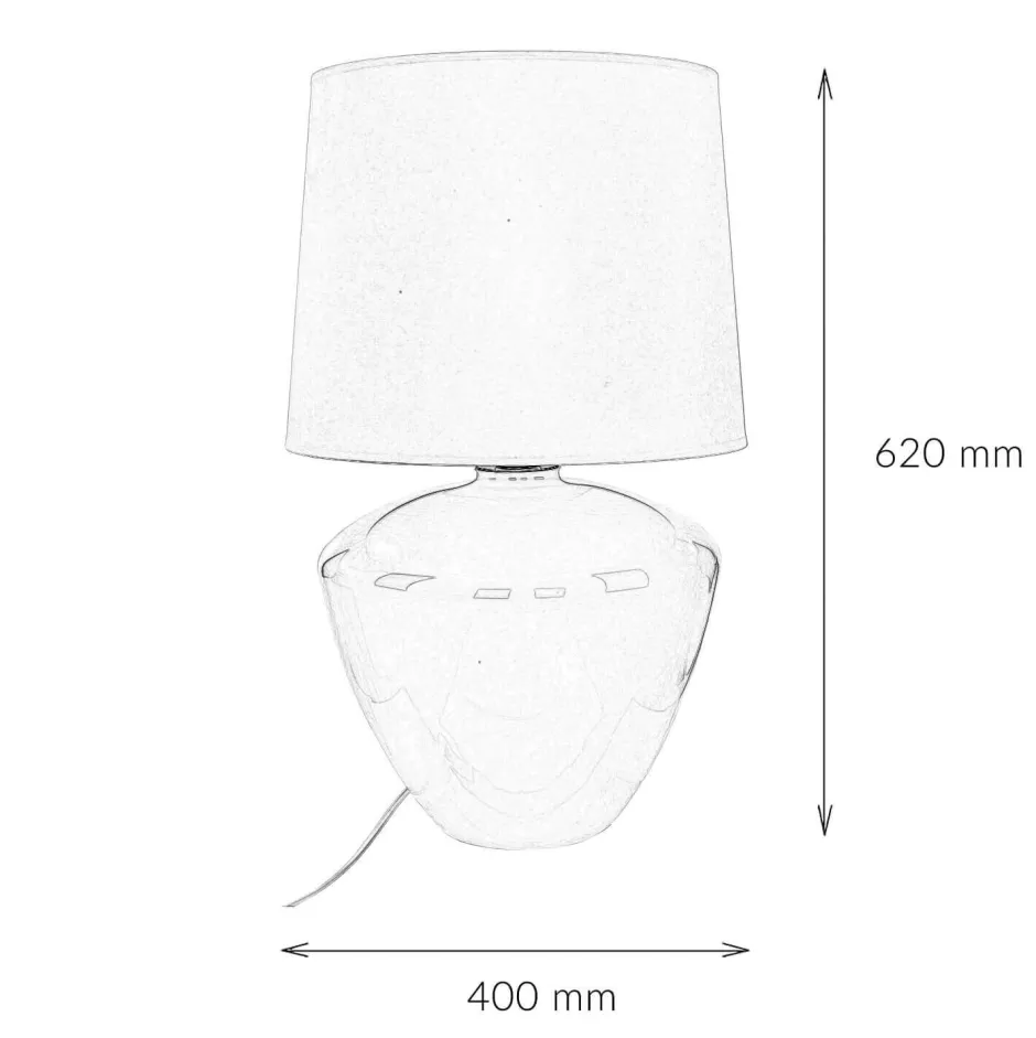 TK Lighting Tischlampe Weiß Silber groß 62 cm Stoff Glas E27< Nachttischlampen|Stofflampen