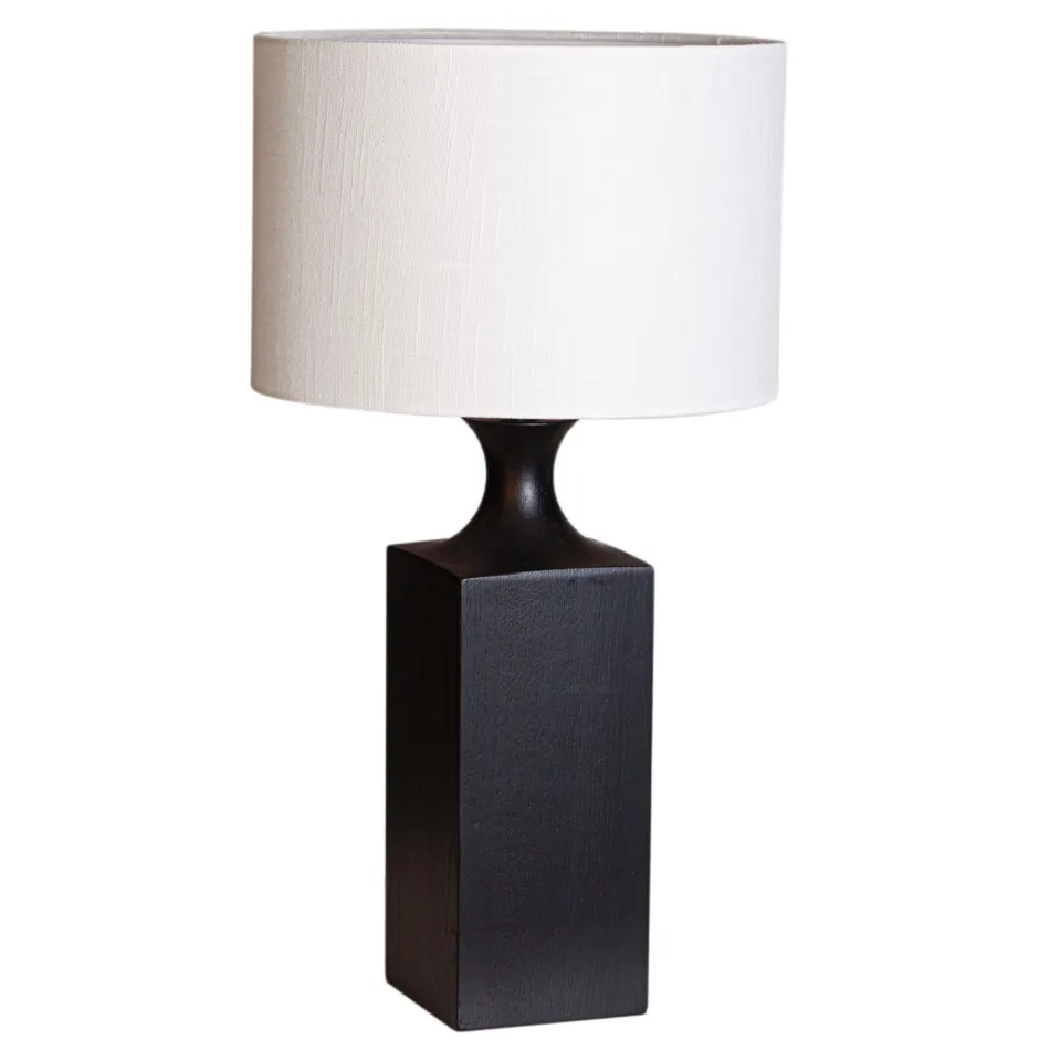 By Rydéns Tischleuchete Schwarz Weiß 56 cm aus Holz Stoff E27< Wohnzimmerlampen|Schlafzimmer Lampen