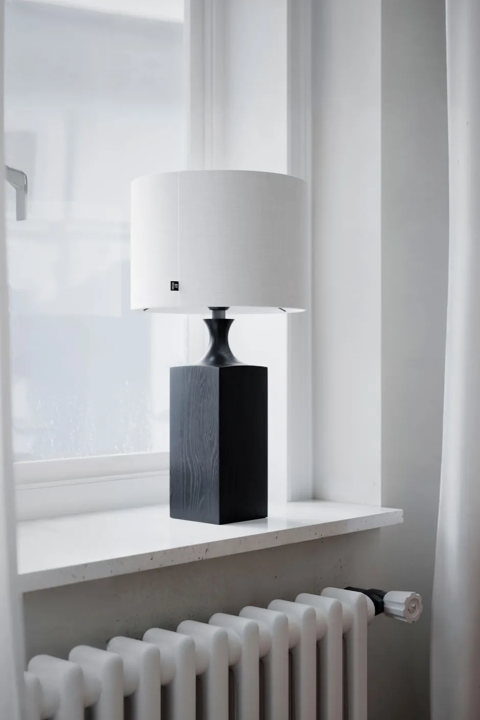 By Rydéns Tischleuchete Schwarz Weiß 56 cm aus Holz Stoff E27< Wohnzimmerlampen|Schlafzimmer Lampen