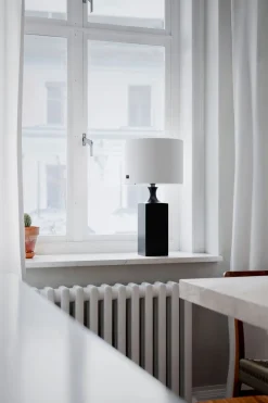 By Rydéns Tischleuchete Schwarz Weiß 56 cm aus Holz Stoff E27< Wohnzimmerlampen|Schlafzimmer Lampen