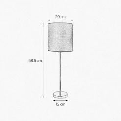 Tischlampen|Schlafzimmer Lampen*Giovanni Battista Tischleuchte 58,5 cm Ø 20 cm Stoff Messing Blau
