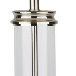 Searchlight Tischleuchte 63 cm E27 in Silber matt Weiß Glas< Glaslampen|Stofflampen