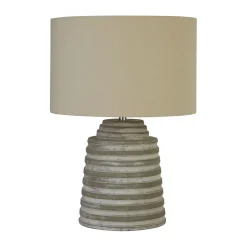 Searchlight Tischleuchte Beton Stoff 43 cm Ø 30 cm Grau E14 Modern< Wohnzimmerlampen|Schlafzimmer Lampen