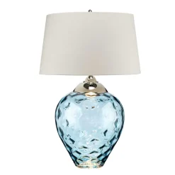 Elstead Tischleuchte Blau Taupe 71,5 cm E27 beleuchteter Fuß LED GU10< Tischlampen|Schlafzimmer Lampen