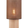 Lamkur Tischleuchte Braun Stoff Holz E27 30 cm hoch wohnlich< Tischlampen|Stofflampen