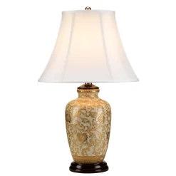 Elstead Tischleuchte CHINO Creme Gold 58cm Porzellan Lampe< Tischlampen