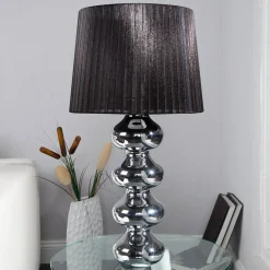 Tischlampen|Schlafzimmer Lampen*Invicta Interior Tischleuchte 50cm Modern Design edel Schwarz Chrom