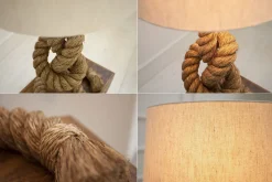 Tischlampen|Schlafzimmer Lampen*Invicta Interior Tischleuchte 85cm Modern kunstvoll maritim echtes Tau